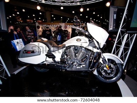 MANHATTAN-JANUARY 22: The Victory motorcycle  in the New York City International Motorcycle Show on January 22, 2011 in Manhattan.