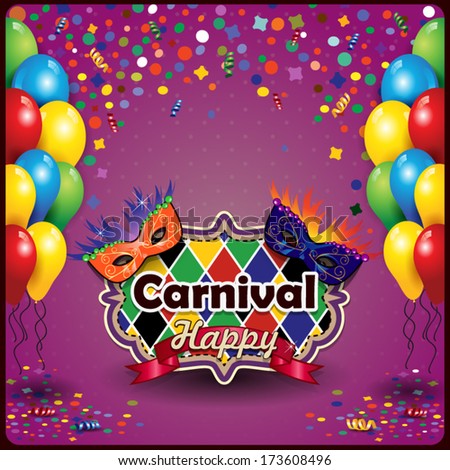 Carnival masks with balloons and confetti for parties with space to insert your text-transparency  blending effects and gradient mesh-EPS10