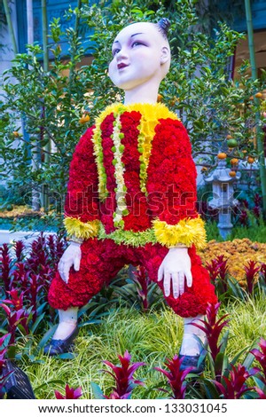 LAS VEGAS - FEB 11: Chinese New year in Bellagio Hotel Conservatory & Botanical Gardens on February 11, 2013 in Las Vegas. There are five seasonal themes that the Conservatory undergoes each year.