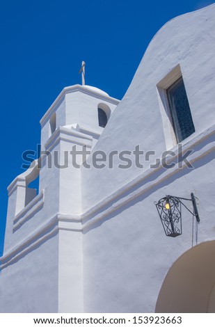 The historic Old Adobe Mission Our Lady of Perpetual Help Church, built in 1933 in Old Town Scottsdale, Arizona