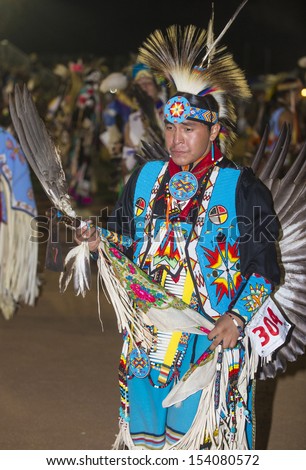 BARONA , CALIFORNIA - AUG 31:Native American man takes part at the Barona 43rd Annual Barona Powwow in California on August 31 2013 ,Pow wow is native American cultural gathernig event.