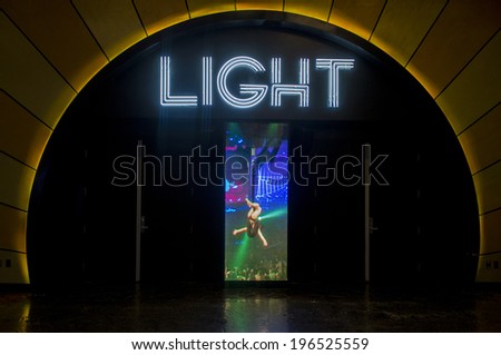 LAS VEGAS - MAY 12 : The Light Night club in Mandalay Bay hotel in Las Vegas on May 12 , 2014. The Light is the first-ever nightclub turned on by Cirque du Soleil.