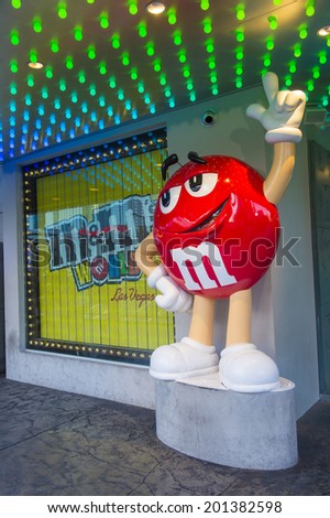 LAS VEGAS - JUNE 17 : The M&M world store in Las Vegas strip on June 17, 2014. The store opened in 1997 and it is the first M&M world location.