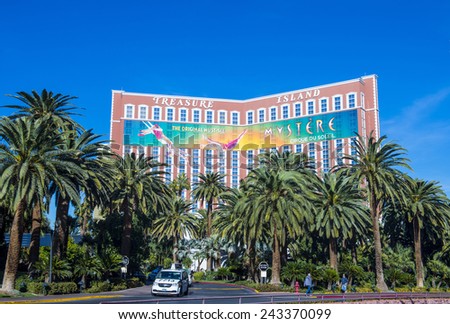 LAS VEGAS - JAN 06 : Treasure Island hotel and casino on January 06 2015 in Las Vegas.  This Caribbean themed resort has an hotel with 2,884 rooms.