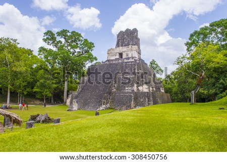 TIKAL , GUATEMALA - JULY 29 : The archaeological site of the pre-Columbian Maya civilization in Tikal National Park , Guatemala on July 29 2015.  The park is UNESCO World Heritage Site since 1979