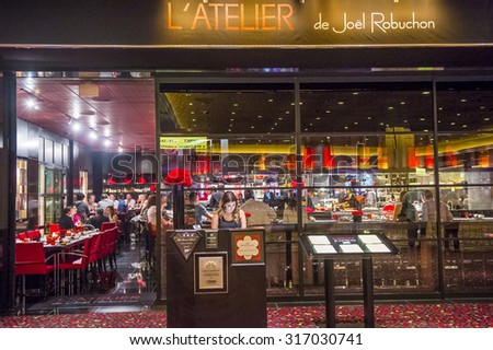 LAS VEGAS - SEP 03 : The Joel Robuchon restaurant in MGM hotel in Las Vegas on September 03 2015. The restaurant  has been rated 3 stars by the Michelin Guide
