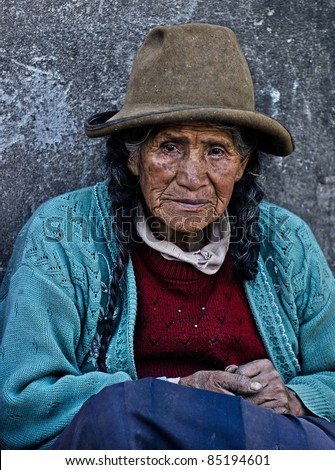 CUSCO, PERU - MAY 27:Unidentified old Quechua woman in Cusco Peru, May 27 2011. With a population around 2.5 milllion, the Quechuas are the largest of any American Indian group in the world today.