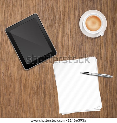 Paper Pen Coffee and Tablet PC