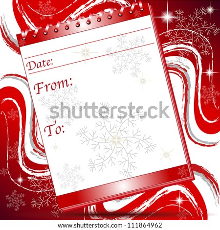 Christmas block note page with snowflakes and stars