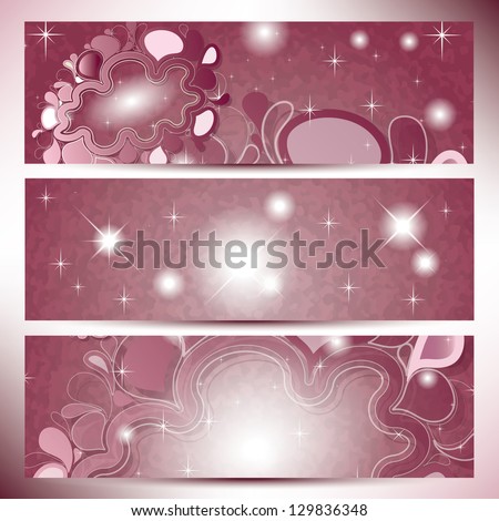 Vintage Banners with abstract clouds in pink shades color