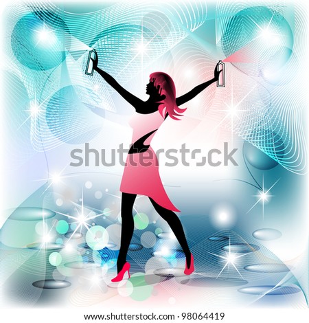 Woman silhouette housekeeper in spraying movement and clean background