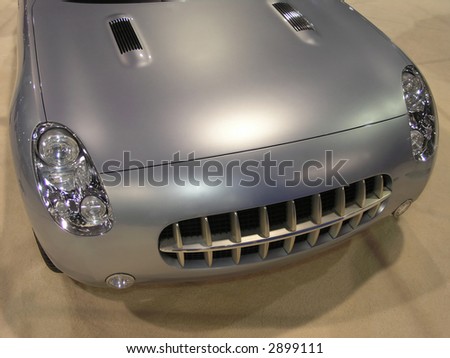 Retro Luxury Sports car front with grille