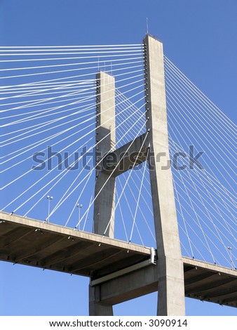 Cable Stay concrete Bridge against blue sky