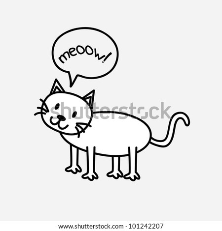 Cute Cat Doodle Stock Vector Illustration 101242207 : Shutterstock