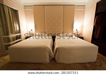 BANGKOK, THAILAND - 15 APRIL 2015- Editorial: Fantastic bedroom interior in hotel at Miracle Grand Hotel