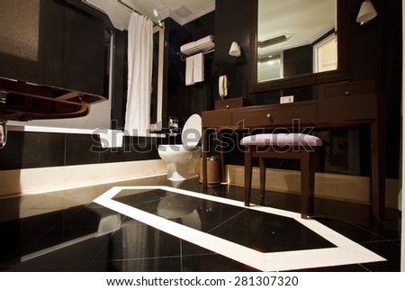 BANGKOK, THAILAND - 15 APRIL 2015- Editorial: Fantastic restroom interior in hotel at Miracle Grand Hotel