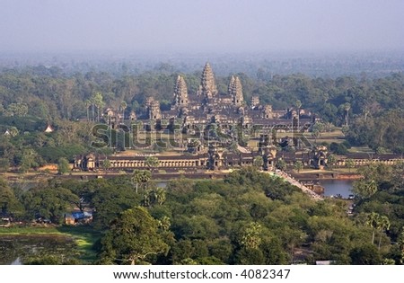 Angkor Wat Bird'S Eye View (Due To The Haze, The Image Is Slightly ...