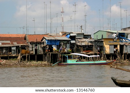 Market in Vietnam on the Mekong river Foto stock © 