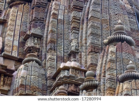 Detail of one of the temples of Khajuraho, India
