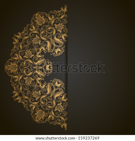 Elegant background with lace ornament and place for text. Floral elements, ornate background.