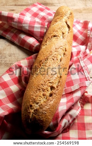 single baguette bread piece