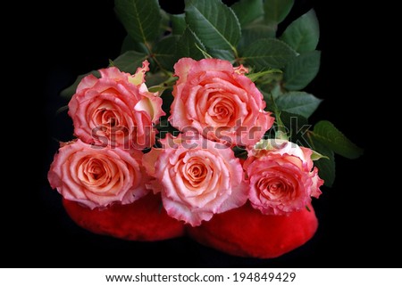 Bouquet of roses on a black background