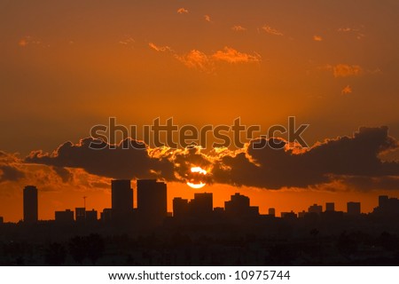 Los Angeles Hollywood Sunset Skyline