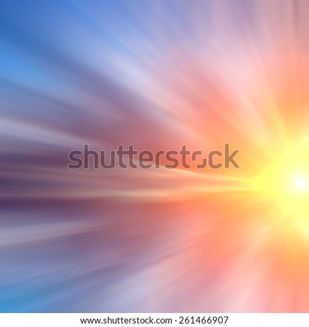 Beautiful abstract sun with color rays at sunset. Abstract composition