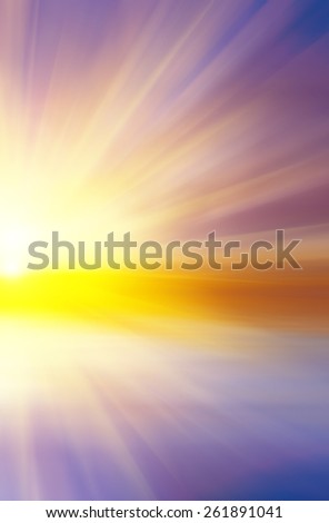 Colorful abstract sunset with sun rays. Abstract composition