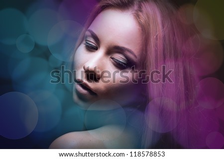 Portrait of a young pretty girl with visual effect