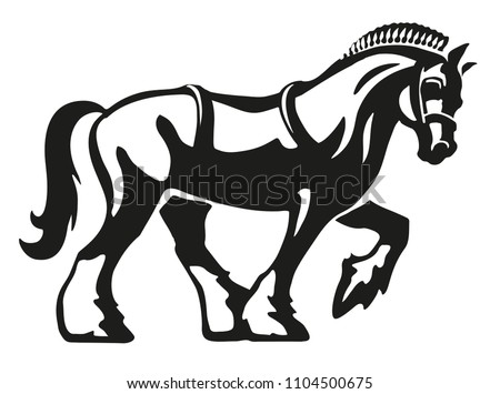 Shire Horse / Draft Horse / Heavy Horse, vector logo illustration, fully adjustable & scalable.