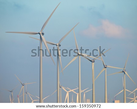 Wind turbine Blades Galore Detail of a Wind farm Background