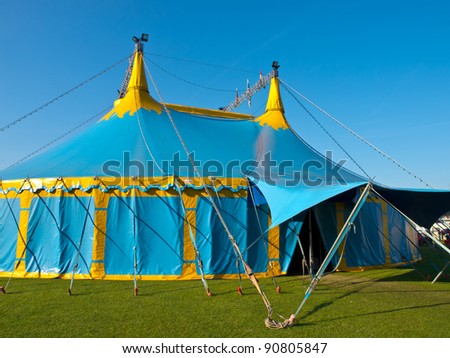 Blue and yellow big top circus tent