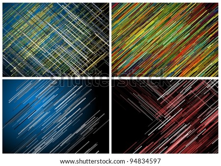 Set of four contemporary abstract backgrounds for business cards