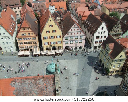 aerial view of Rothenburg ob der Tauber, a town in Middle Franconia in Bavaria (Germany)