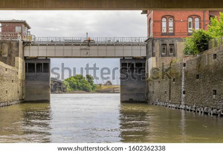 Image, Stock Photo sluice around Port of Hamburg