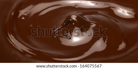 full frame detail of liquid brown chocolate with spike