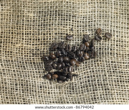 studio photography of coffee beans and jute bag
