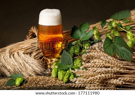 beer glass and raw material for beer production