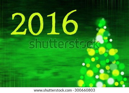 green background with christmas tree and writing 2016