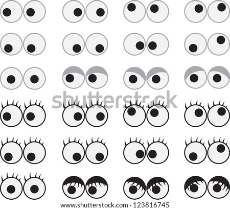 Isolated googly eyes male and female