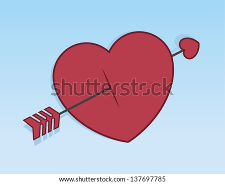 Cupid's arrow piercing through heart 
