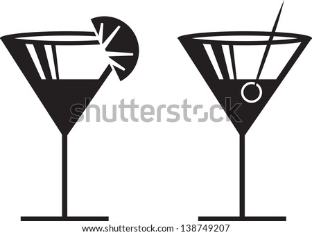 Margarita or Martini silhouettes with garnish 