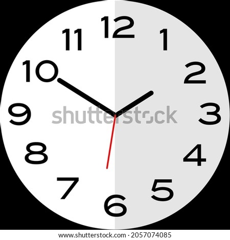 10 minutes to 2 o'clock or Ten minutes to two o'clock analog clock. Icon design use illustration flat design