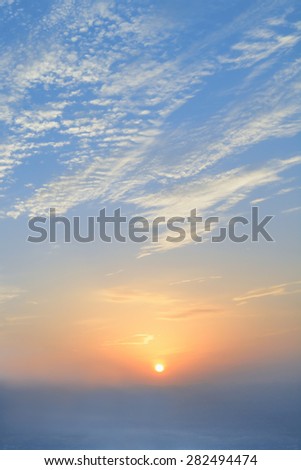 Blue sky and beautiful sun rise in morning time