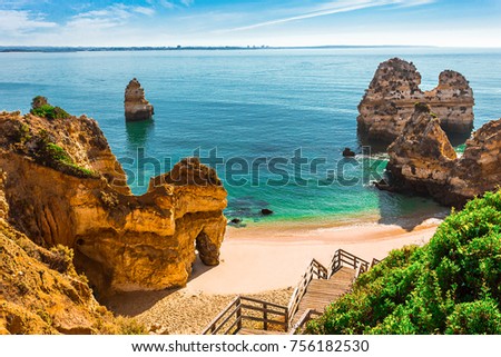 Similar – Image, Stock Photo Beach Portugal Lagos Water