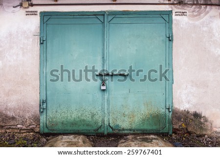 old garage door with lock