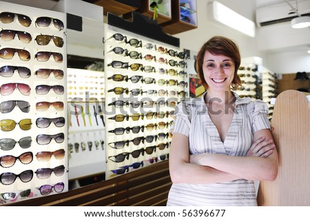 small business: portrait of the  owner of a sunglasses store