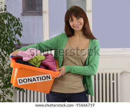 woman with clothes donation