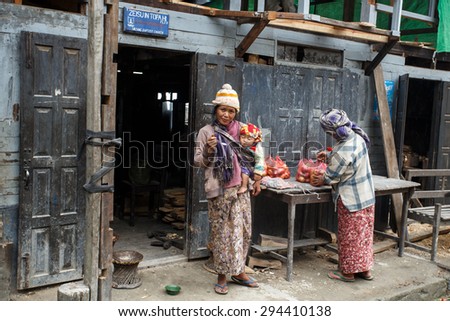 CHIN STATE, MYANMAR - JUNE 23 2015: Village popular for selling apples in the recently opened to foreigners area of Chin State - western Myanmar (Burma)